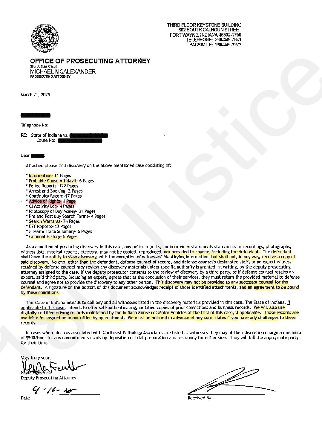 Allen County (Fort Wayne) Indiana Criminal Discovery